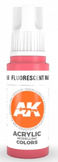  AK Interactive  NoScale Fluorescent Magenta Acrylic Paint 17ml Bottle AKI11068