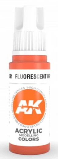  AK Interactive  NoScale Fluorescent Orange Acrylic Paint 17ml Bottle AKI11081