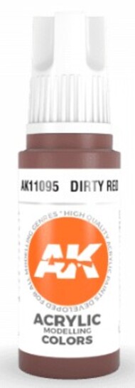  AK Interactive  NoScale Dirty Red Acrylic Paint 17ml Bottle AKI11095