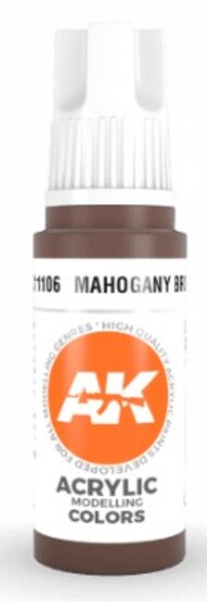  AK Interactive  NoScale Mahogany Brown Acrylic Paint 17ml Bottle AKI11106