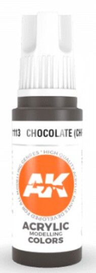  AK Interactive  NoScale Chocolate (Chipping) Acrylic Paint 17ml Bottle AKI11113