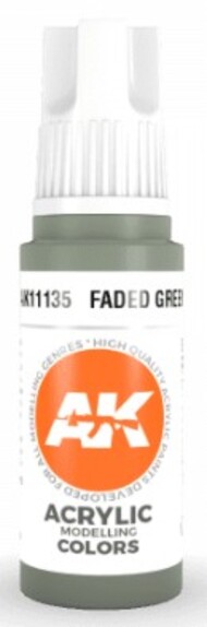  AK Interactive  NoScale Faded Green Acrylic Paint 17ml Bottle AKI11135