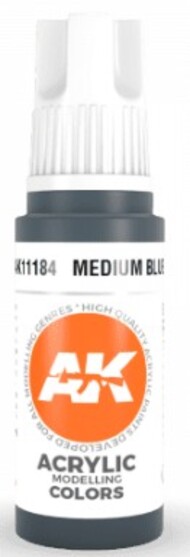  AK Interactive  NoScale Medium Blue Acrylic Paint 17ml Bottle AKI11184