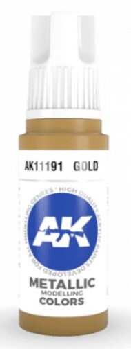  AK Interactive  NoScale Gold Metallic Acrylic Paint 17ml Bottle* AKI11191