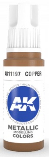  AK Interactive  NoScale Copper Metallic Acrylic Paint 17ml Bottle AKI11197