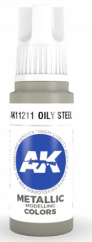  AK Interactive  NoScale Oily Steel Metallic Acrylic Paint 17ml Bottle AKI11211