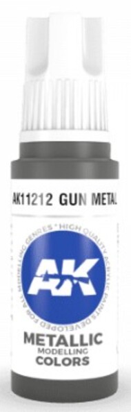  AK Interactive  NoScale Gun Metal Metallic Acrylic Paint 17ml Bottle AKI11212