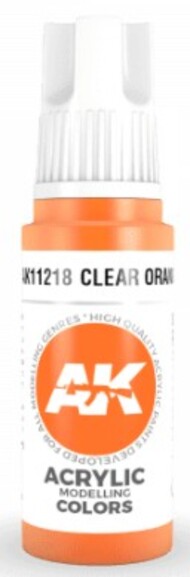  AK Interactive  NoScale Clear Orange Acrylic Paint 17ml Bottle AKI11218