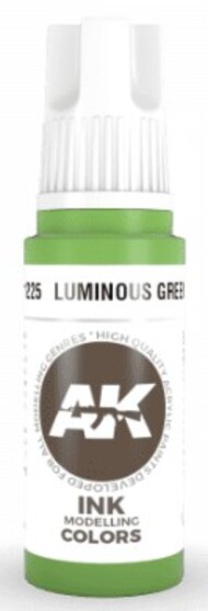 AK Interactive  NoScale Luminous Green Ink Acrylic Paint 17ml Bottle AKI11225