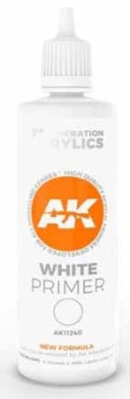  AK Interactive  NoScale White Acrylic Primer 100ml Bottle AKI11240