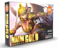  AK Interactive  NoScale NMM (Non-Metallic Metal) Gold Acrylic Paint Set (6 Colors) 17ml Bottles* AKI11606