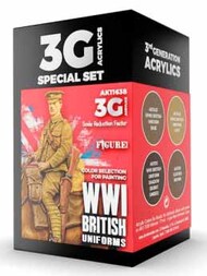 Figures Series: WWI British Uniforms Acrylic Paint Set (4 Colors) 17ml Bottles #AKI11638