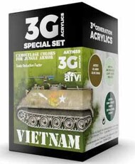  AK Interactive  NoScale AFV Series: Vietnam Acrylic Paint Set (3 Colors) 17ml Bottles AKI11659