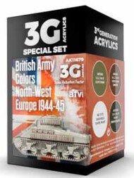 AFV Series: British Army Northwest Europe 1944-45 Acrylic Paint Set (4 Colors) 17ml Bottles #AKI11679