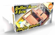  AK Interactive  NoScale Cars & Civil Vehicles Series: Grey Yellow Brown Interiors Acrylic Paint Set (6 Colors) 17ml Bottles AKI11684