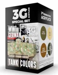  AK Interactive  NoScale AFV Series: WWI German Tank Acrylic Paint Set (4 Colors) 17ml Bottles AKI11686