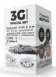  AK Interactive  NoScale Air Series: WWII USAAF Aircraft Vol.1 Acrylic Paint Set (4 Colors) 17ml Bottles AKI11732