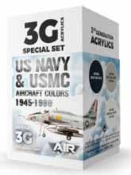  AK Interactive  NoScale Air Series: US Navy & USMC Aircraft 1945-1980 Acrylic Paint Set (8 Colors) 17ml Bottles AKI11745
