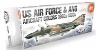  AK Interactive  NoScale Air Series: US Air Force & ANG Aircraft 1960s-1980s Acrylic Paint Set (8 Colors) 17ml Bottles AKI11747