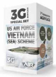  AK Interactive  NoScale Air Series: US Air Force Vietnam (Sea) Scheme Acrylic Paint Set (4 Colors) 17ml Bottles AKI11748