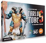  AK Interactive  NoScale Carlos Tobes Signature 3G Acrylic Paint Set (14 Colors & 1 Figure) 17ml Bottles AKI11779