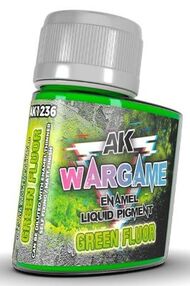 Wargame Liquid Pigment: Green Fluorescent Enamel 35ml Bottle #AKI1236