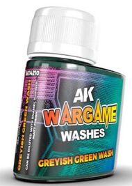  AK Interactive  NoScale Wargame Washes: Greyish Green Enamel 35ml Bottle AKI14210