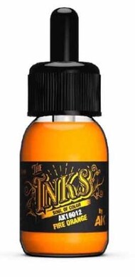  AK Interactive  NoScale Inks: Fire Orange Acrylic 30ml Bottle AKI16012
