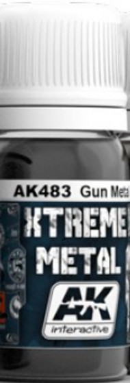  AK Interactive  NoScale Xtreme Metal Gun Metal Metallic Paint 30ml Bottle AKI483
