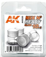  AK Interactive  NoScale Mix N' Ready 10ml Empty Bottles w/Lids (4) AKI620