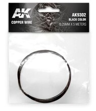  AK Interactive  NoScale Copper Wire 0.25mm X 5 Meters Black Color AKI9302