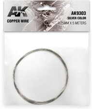  AK Interactive  NoScale Copper Wire 0.25mm X 5 Meters Silver Color AKI9303