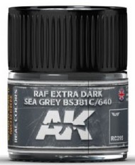  AK Interactive  NoScale Real Colors: RAF Extra Dark Sea Grey BS381C/640 Acrylic Lacquer Paint 10ml Bottle AKIRC295