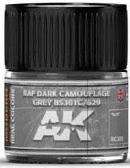 Real Colors: RAF Dark Camouflage Grey BS381C/629 Acrylic Lacquer Paint 10ml Bottle #AKIRC300