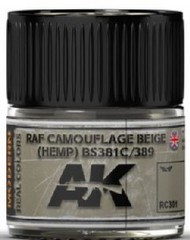  AK Interactive  NoScale Real Colors: RAF Camouflage Beige (Hemp) BS381C/689 Acrylic Lacquer Paint 10ml Bottle AKIRC301