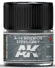  AK Interactive  NoScale Real Colors: A14 Interior Steel Grey Acrylic Lacquer Paint 10ml Bottle AKIRC319