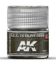  AK Interactive  NoScale Real Colors: SCC 15 Olive Drab Acrylic Lacquer Paint 10ml Bottle AKIRC37