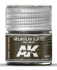  AK Interactive  NoScale Real Colors: Gelboliv Late RAL6014 (NATO Oliv) Acrylic Lacquer Paint 10ml Bottle AKIRC87