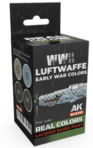  AK Interactive  NoScale Real Colors: WWII Luftwaffe Early War Lacquer Based Paint Set (4) 17ml Bottles - Pre-Order Item AKIRCS101
