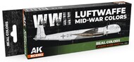  AK Interactive  NoScale Real Colors: WWII Luftwaffe Mid-War Lacquer Based Paint Set (8) 17ml Bottles - Pre-Order Item AKIRCS102