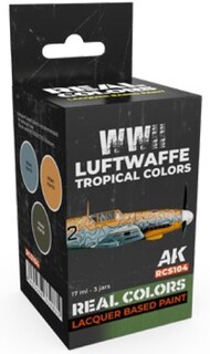  AK Interactive  NoScale Real Colors: WWII Luftwaffe Tropical Lacquer Based Paint Set (3) 17ml Bottles - Pre-Order Item AKIRCS104