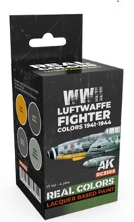  AK Interactive  NoScale Real Colors: Luftwaffe Fighter 1941-44 Lacquer Based Paint Set (4) 17ml Bottles - Pre-Order Item AKIRCS105