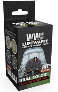  AK Interactive  NoScale Real Colors: WWII Luftwaffe Cockpit & Interior Lacquer Based Paint Set (4) 17ml Bottles - Pre-Order Item AKIRCS106
