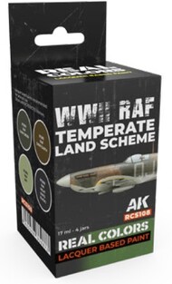  AK Interactive  NoScale Real Colors: WWII RAF Temperate Land Scheme Lacquer Based Paint Set (4) 17ml Bottles - Pre-Order Item AKIRCS108