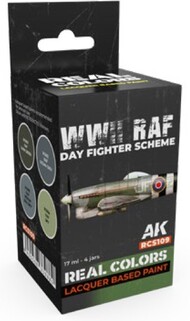  AK Interactive  NoScale Real Colors: WWII RAF Day Fighter Scheme Lacquer Based Paint Set (4) 17ml Bottles - Pre-Order Item AKIRCS109