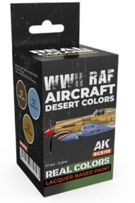  AK Interactive  NoScale Real Colors: WWII RAF Aircraft Desert Lacquer Based Paint Set (3) 17ml Bottles - Pre-Order Item AKIRCS110