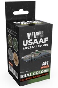  AK Interactive  NoScale Real Colors: WWII USAAF Aircraft Lacquer Based Paint Set (3) 17ml Bottles - Pre-Order Item AKIRCS113
