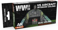  AK Interactive  NoScale Real Colors: WWII US Aircraft Interior Lacquer Based Paint Set (6) 17ml Bottles - Pre-Order Item AKIRCS114