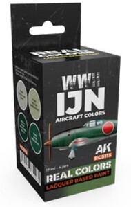  AK Interactive  NoScale Real Colors: WWII IJN Aircraft Lacquer Based Paint Set (4) 17ml Bottles - Pre-Order Item AKIRCS115