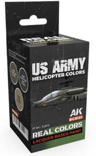  AK Interactive  NoScale Real Colors: US Army Helicopter Lacquer Based Paint Set (3) 17ml Bottles - Pre-Order Item AKIRCS121